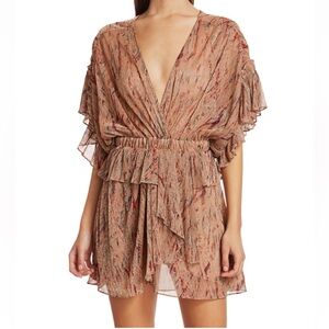 IRO Buoux Metallic Print Ruffle V-Neck
Mini A-Line Dress